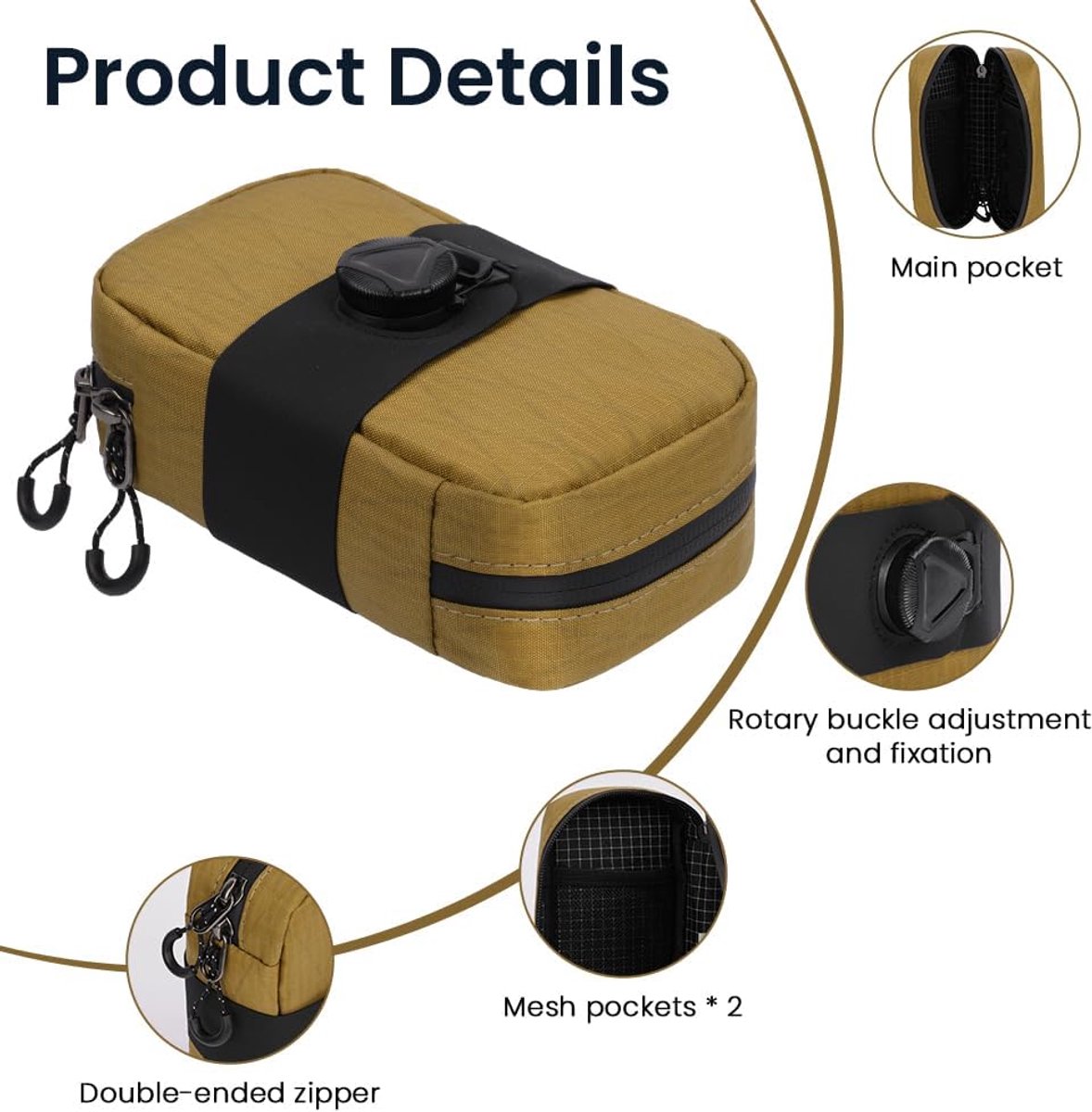 SnelShoppen - Waterdichte Mini Fietstas - Compacte Saddle Bag voor Racefietsen en Mountainbikes - Lichtgewicht Nylon met Meerdere Vakken en Draai Slot