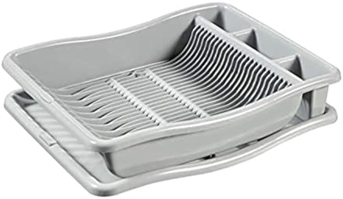 Omgoods - Afdruiprek Large met Plateau Lichtgrijs