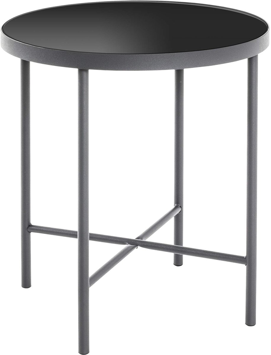 Omgoods - Bijzettafel van Metaal met Veiligheidsglas Ø 40 cm