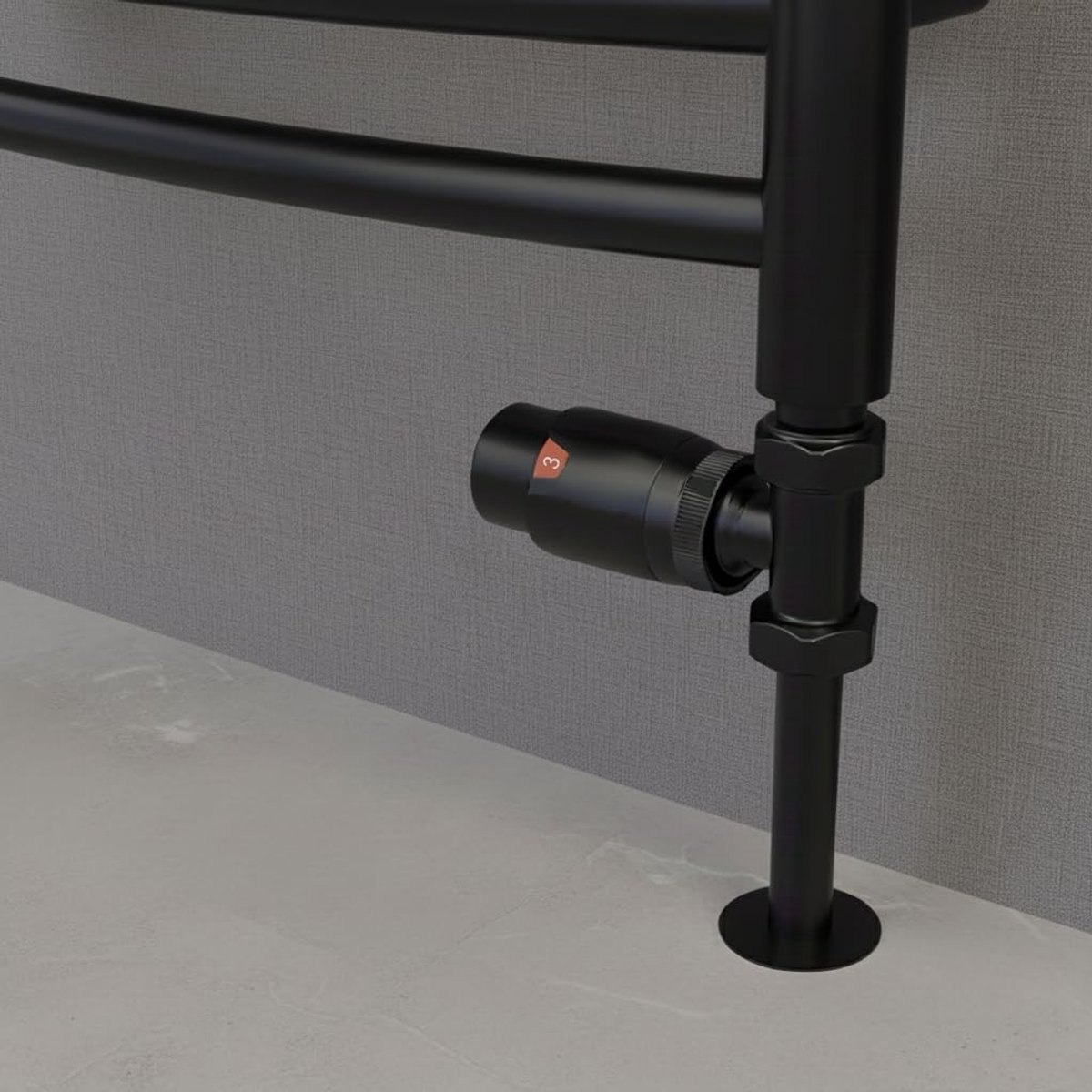 Omgoods - Thermostatische Radiatorafsluiter Recht Zwart - 1/2" - 15mm