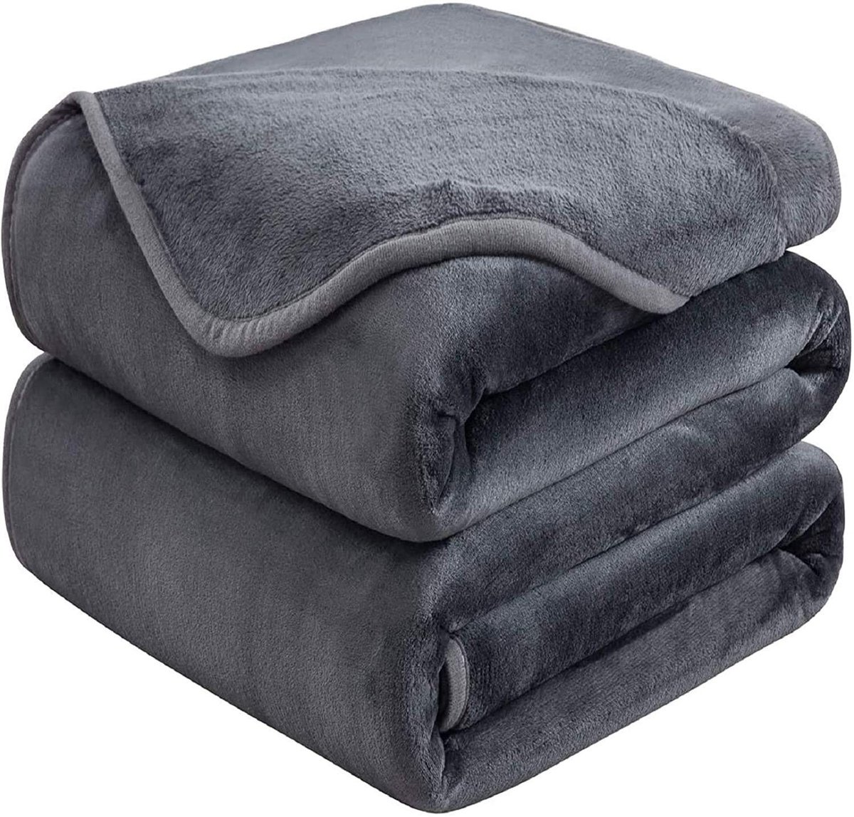 Omgoods - Dikke Fleece Plaid 220x240cm (Donkergrijs, Dubbelzijdig)