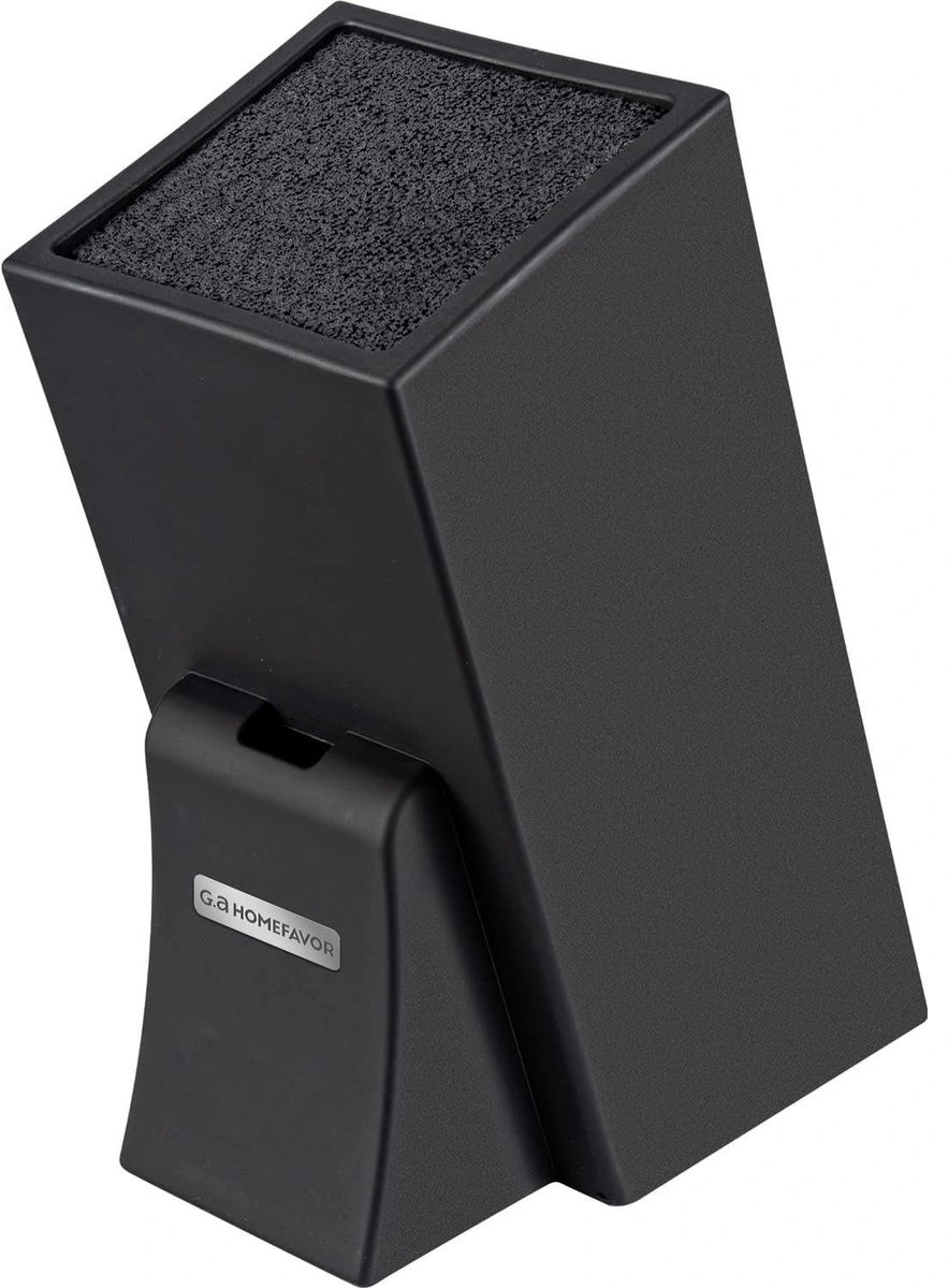 Omgoods- Messenblok Universeel - Zwart - Stabiel met Borstelinzetstuk - Geschikt voor Messen tot 24 cm - Sterke Grip - Organisatie voor de Keuken - Messenhouder
