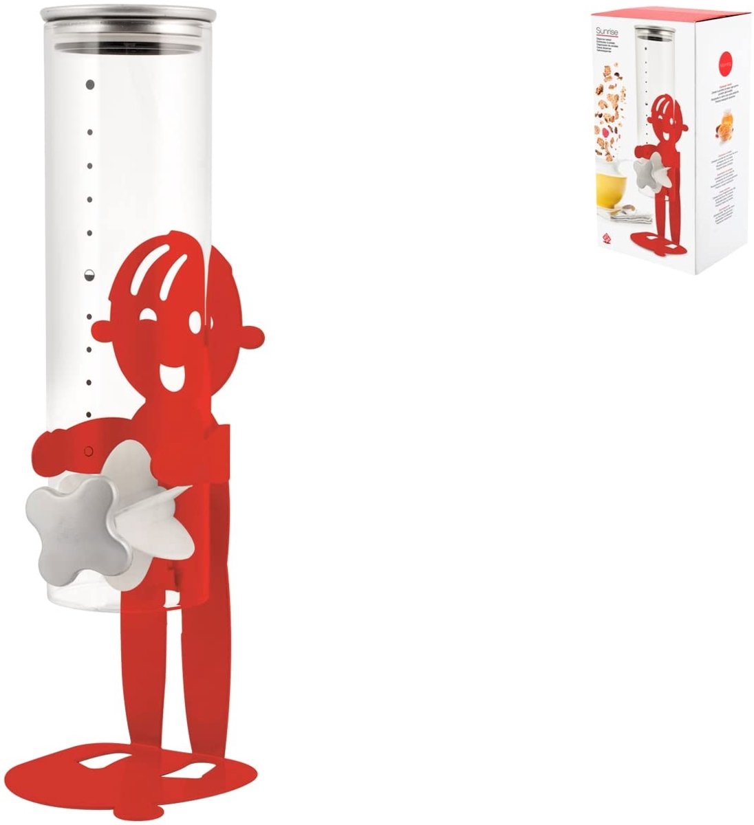 Omgoods - Graan Dispenser van Glas en Metaal 1.6L met Kliksluiting