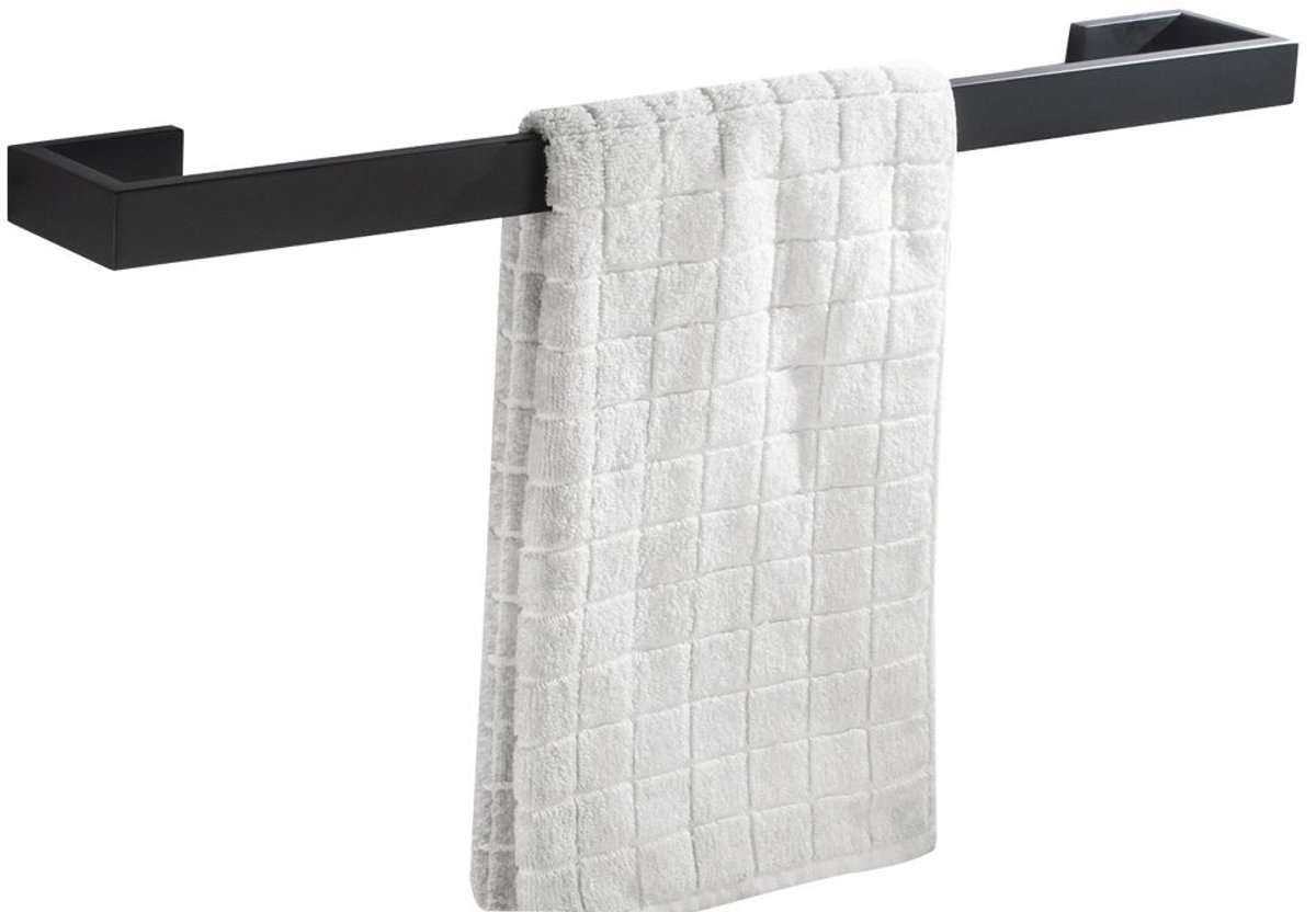 Omgoods - Enkele Handdoekstang 60cm Mat Zwart RVS - Wandmontage