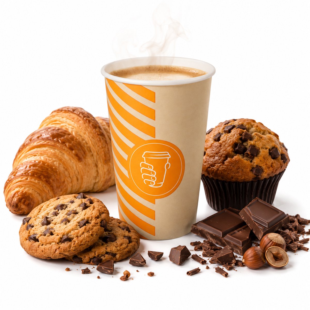 Kartonnen Koffiebeker to go 300ml Ø 8 cm H 11,6 cm "Coffee Line" bruin - 100 Stuks- wegwerp papieren bekers karton – drank bekers – drinkbekers- koffie beker – wegwerpbeker – Koffiekopjes – Koffiemokken - Warme en Koude Dranken