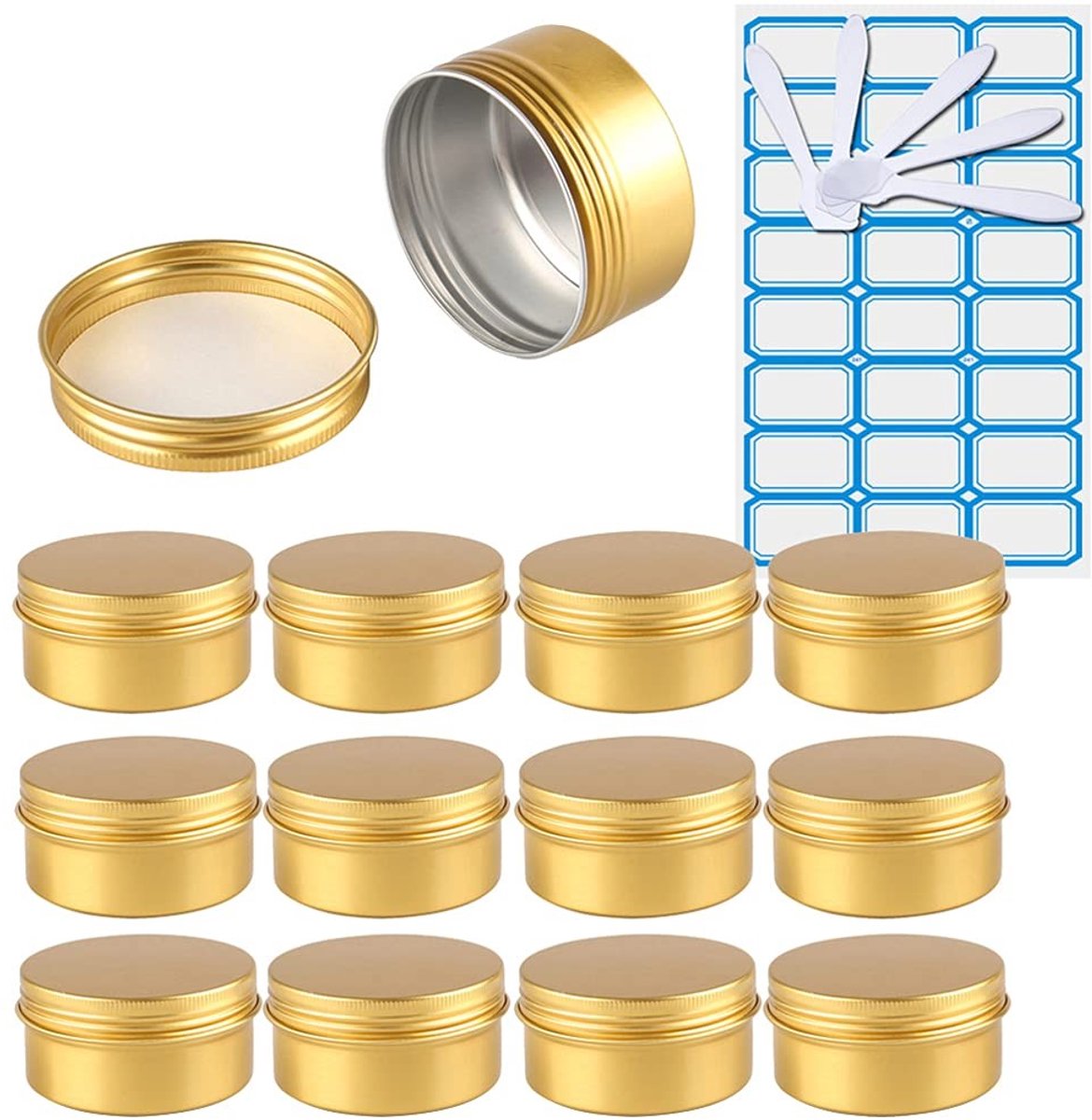 Omgoods - Set van 30 Lege 80ml Gouden Aluminium Potjes met Deksel