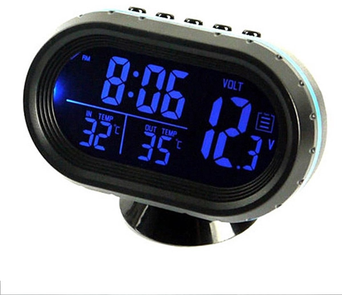 Omgoods - Multifunctionele Auto Klok met LCD Scherm en Thermometer