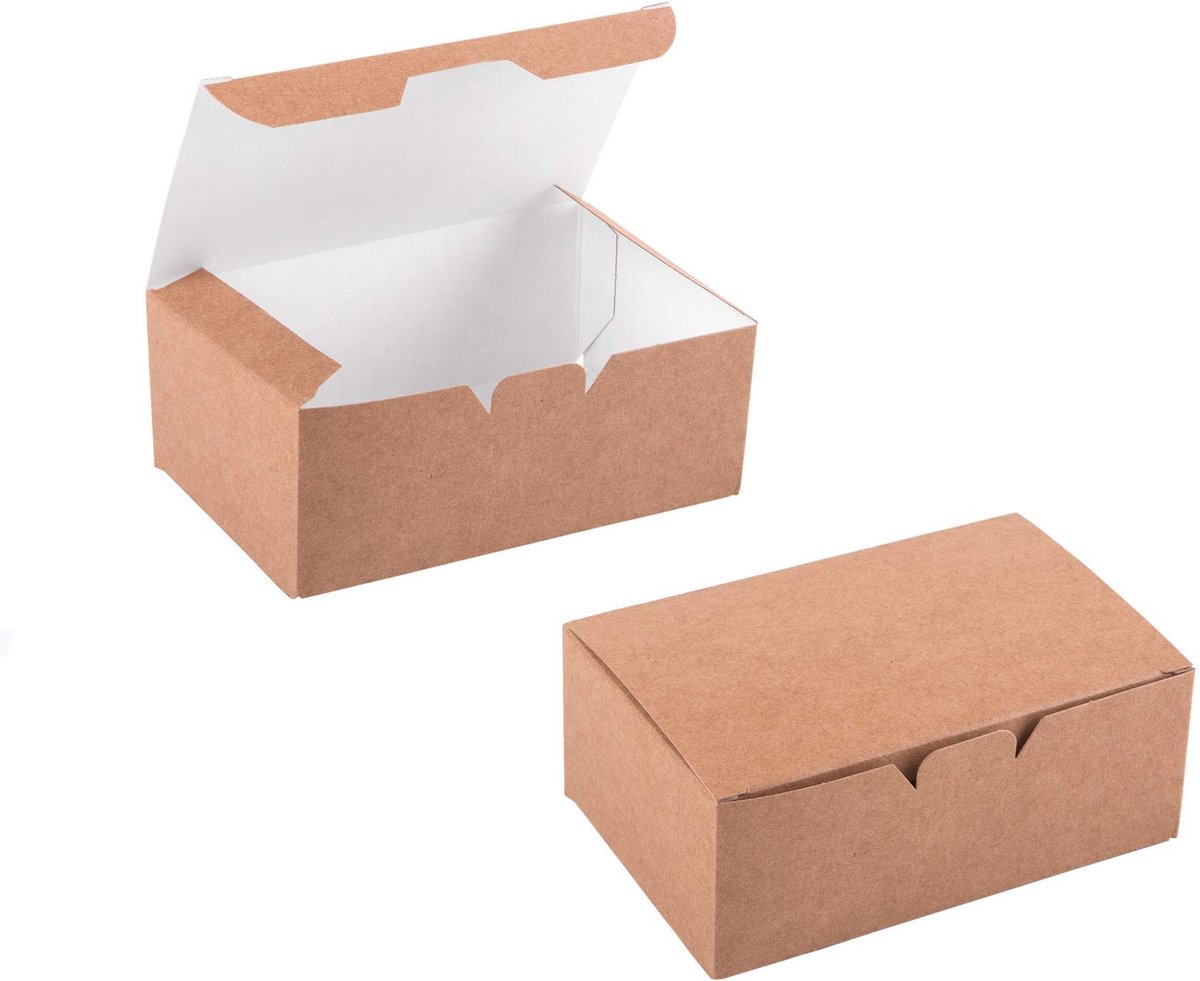 Omgoods - Set van 100 Kraft Kartonnen Cadeaudozen, Maat S