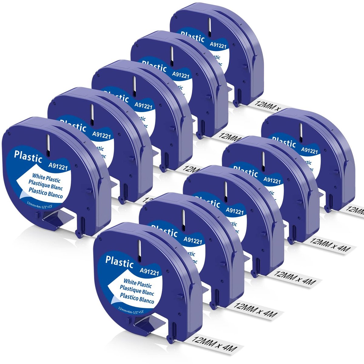 Omgoods - Compatibele Label Tape voor Dymo LetraTag 12 mm x 4 m, 10 Pack