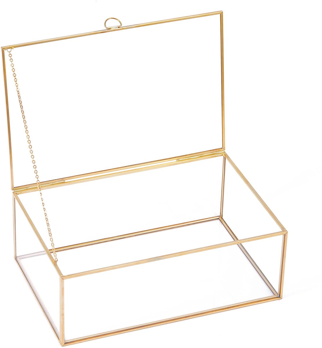Omgoods - Vintage Glazen Sieradendoos met Deksel voor Decoratie