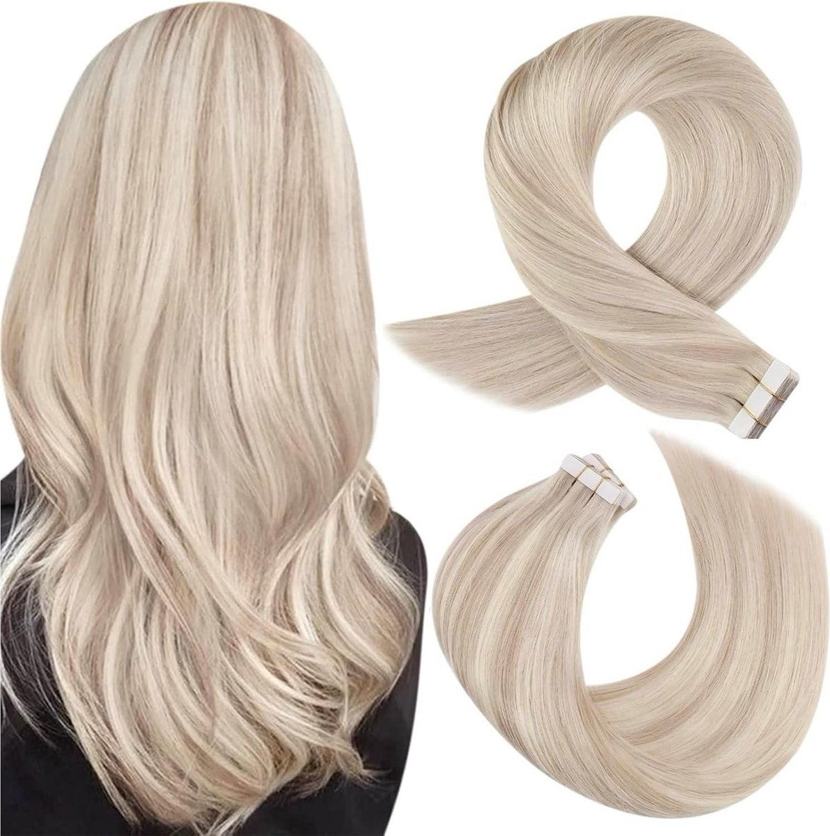 Omgoods - Moresoo Tape In Hair Extensions - 20 Stuks 30g Asblond met Bleach Blond #P18/613