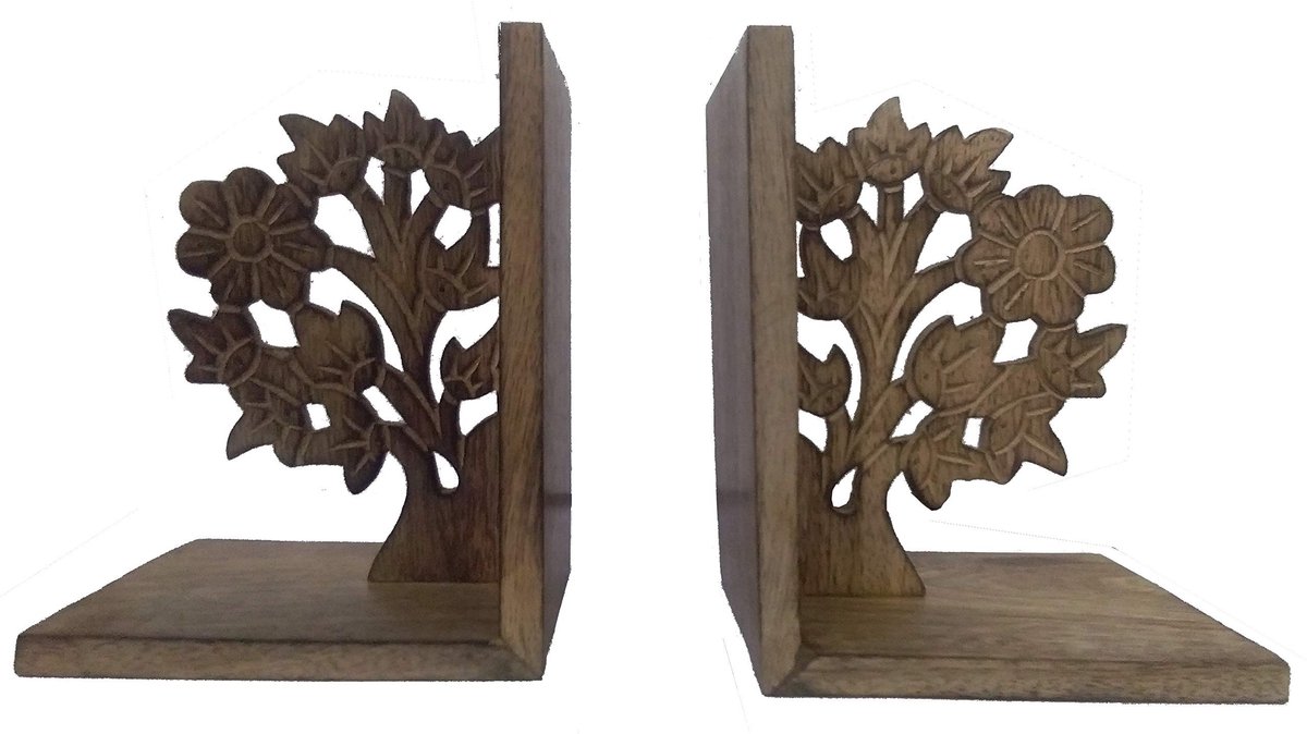 Omgoods - Houten Boeksteunen 'Wisdom Tree' voor Boekenliefhebbers