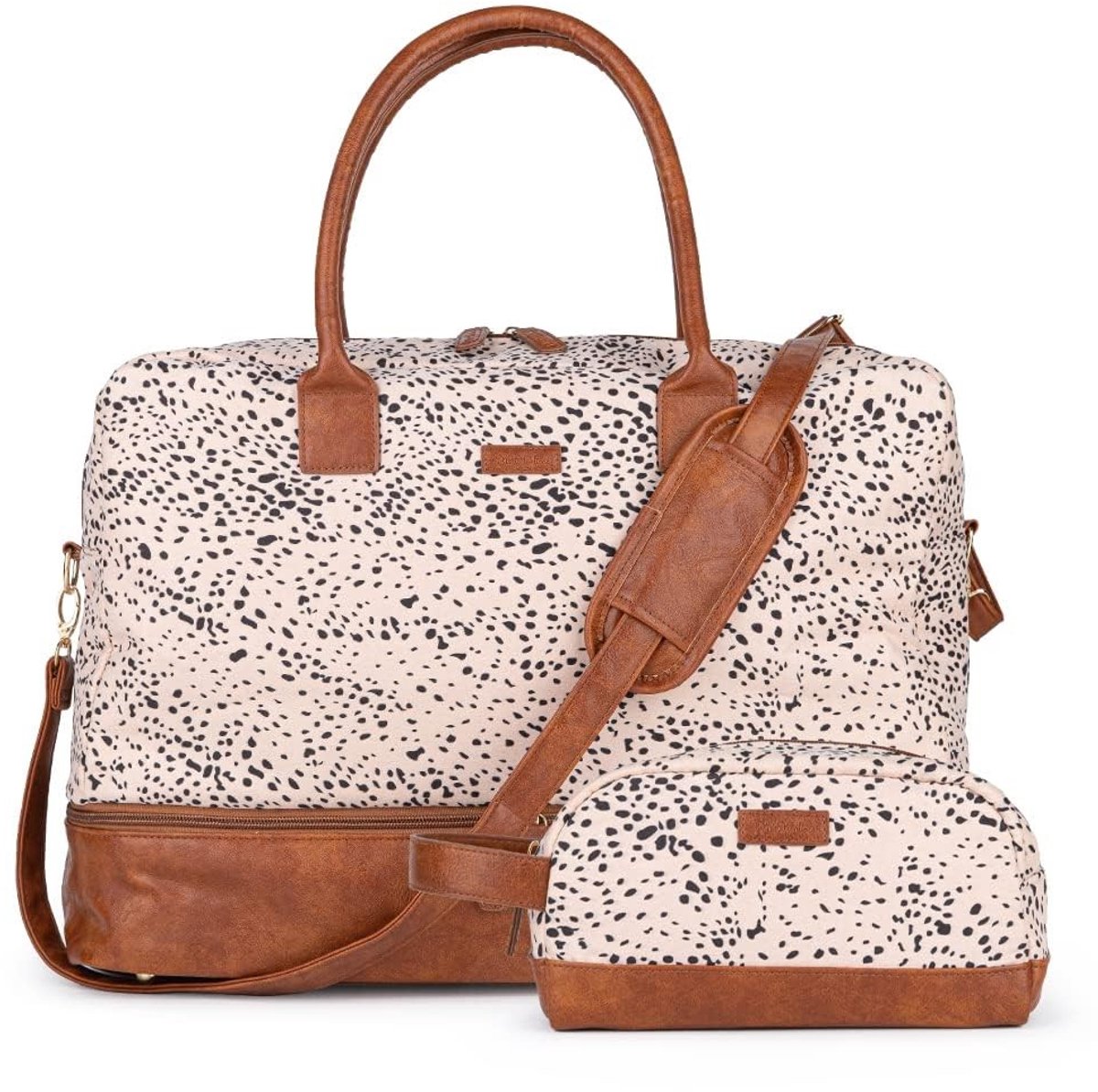 Omgoods - Canvas Weekendtas met Schoenentas in Cheetah Patroon