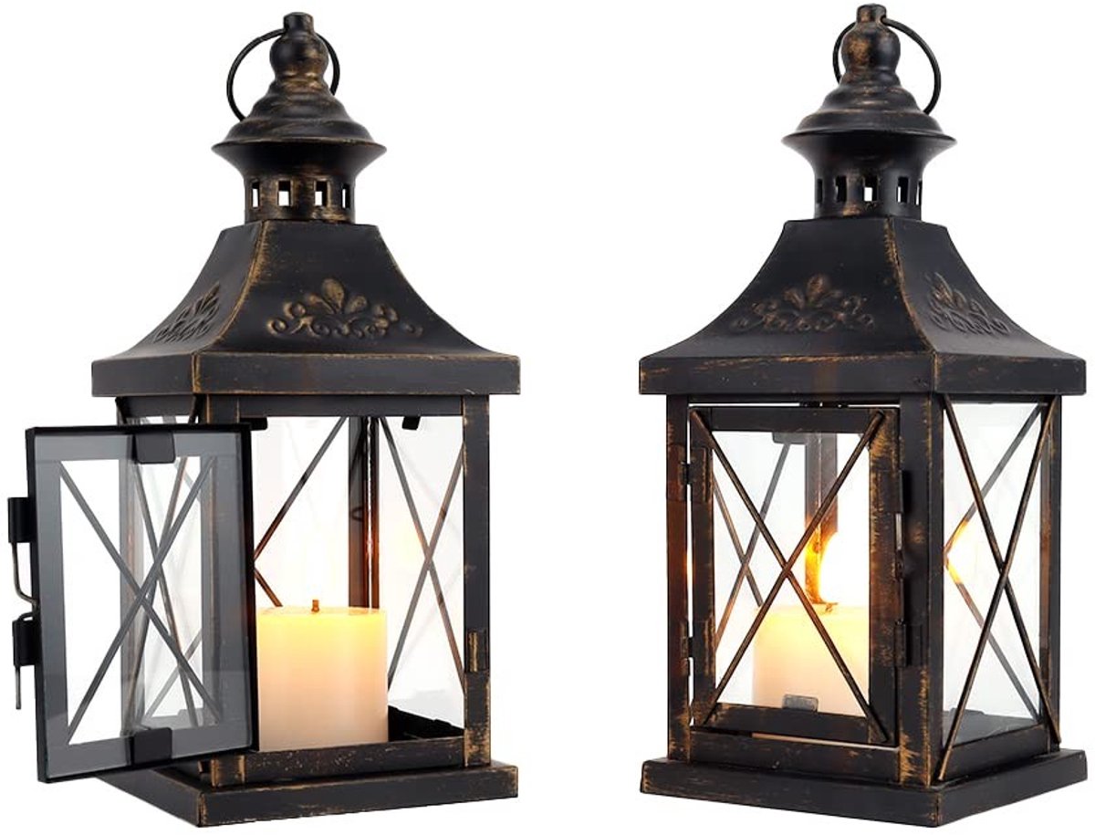 Omgoods - Set van 2 Decoratieve Kaarsenhouders met Hanglamp Ontwerp