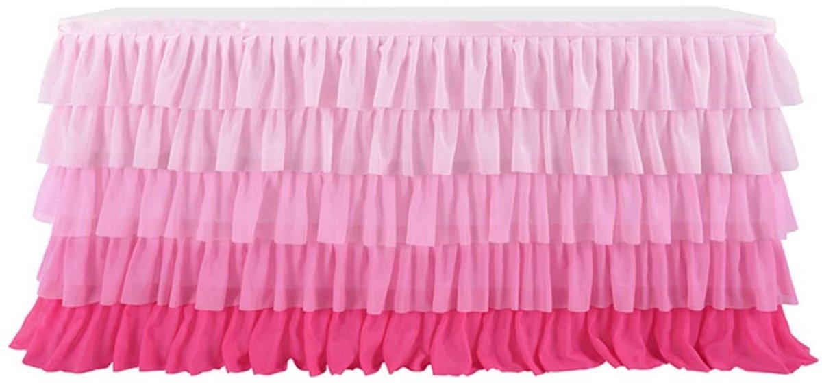 Omgoods - 5-Laags Tulle Tafelskirts voor Feestdecoratie in Roze Gradient