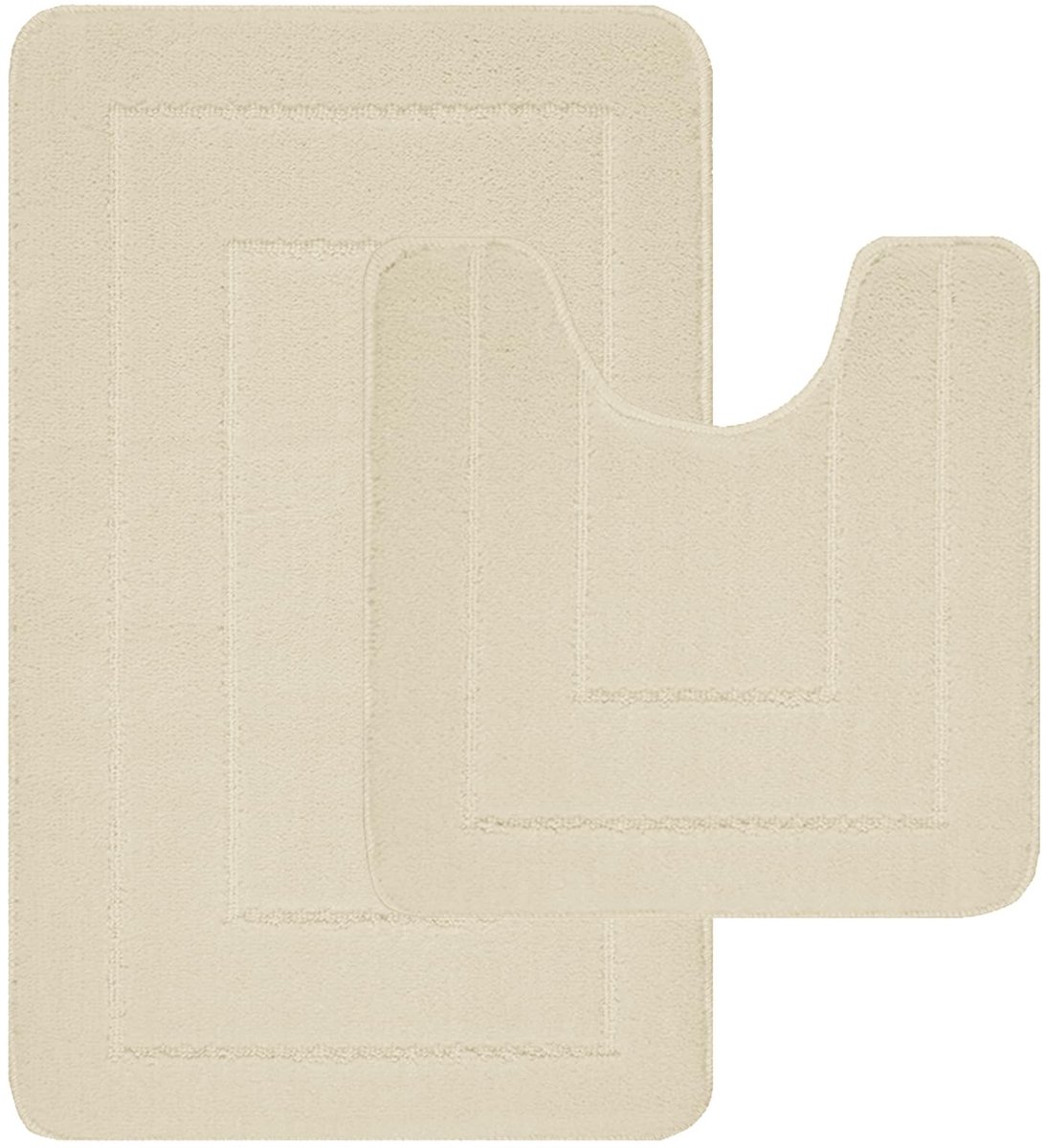Omgoods- Badmat Antislip Set van 2 - Pluizige Badkamermatten - Badmat 50 x 80 cm - Toiletmat 50 x 50 cm - Zacht en Ademend - Badkamermat
