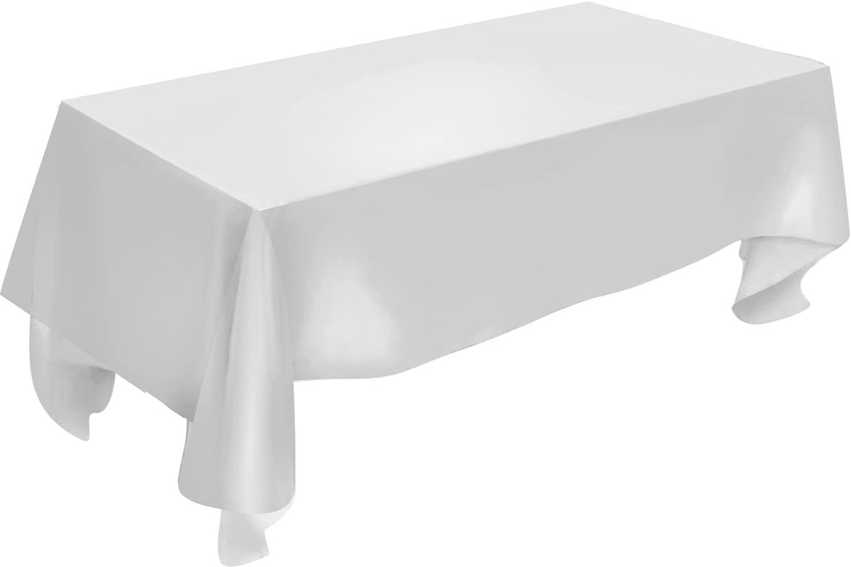 Omgoods - Satin Tafelkleed voor Bruiloft en Feesten 250 x 350 cm Wit