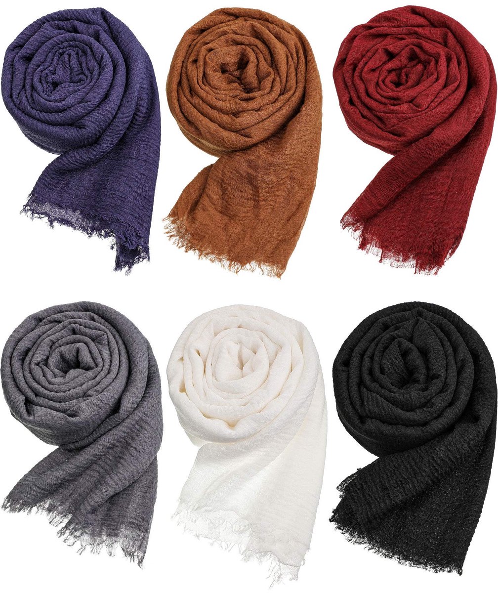 Omgoods - Set van 6 Dames Sjaals van Katoenmix, Diverse Kleuren