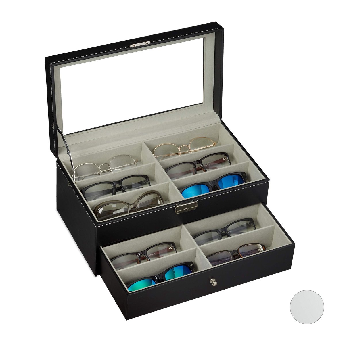 Omgoods - Elegante Opbergdoos voor 12 Brillen van Faux Leer