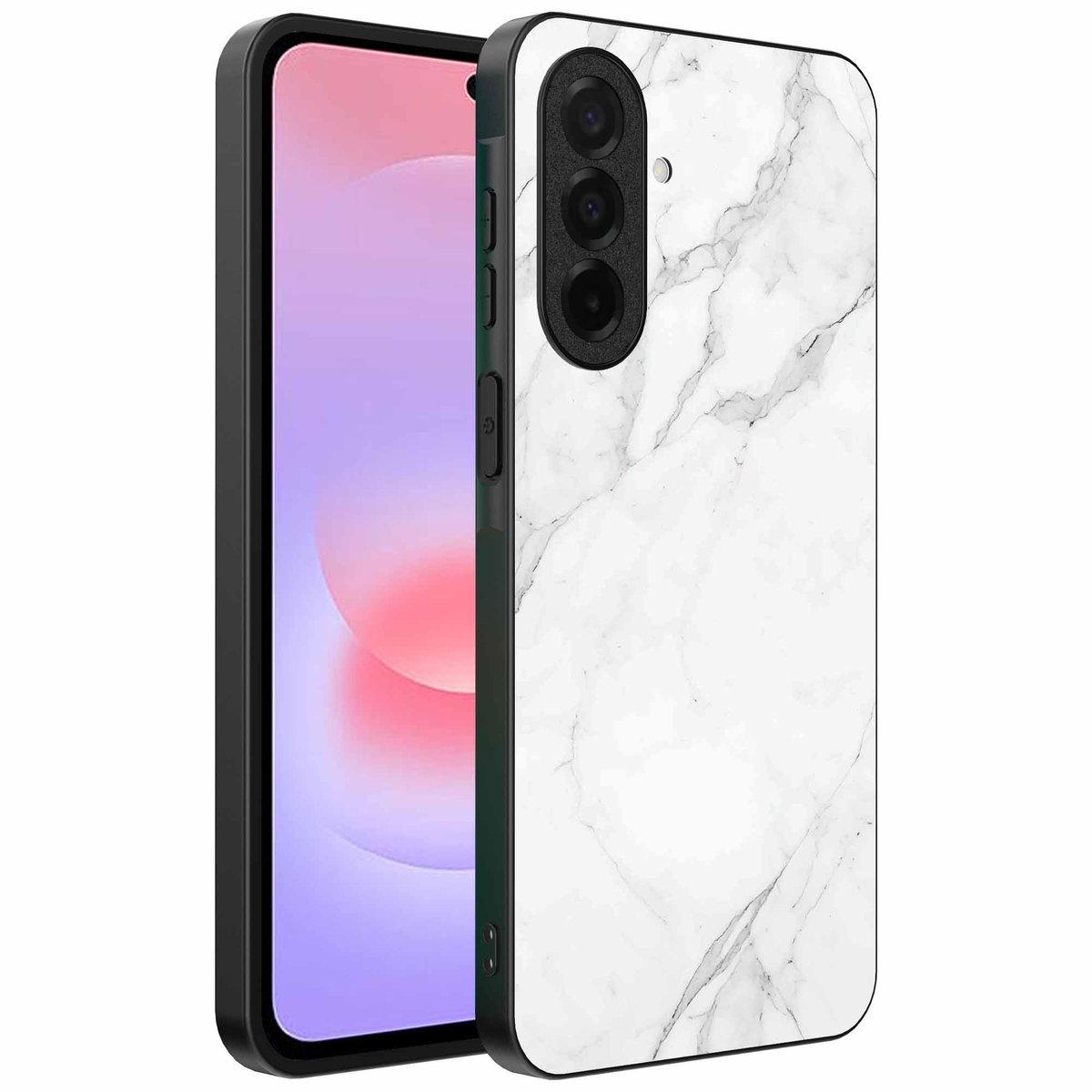 Geschikt voor Samsung Galaxy A37 Telefoonhoesje met Wit Marmer Opdruk - TPU Backcover Case White Marble Design - Wit - Smartphonica geschikt voor Samsung Galaxy A37