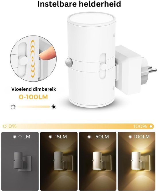 Zavio® Stekkerlamp Dimbaar voor Binnen - Stopcontactlamp - Stekkerspots — afbeelding 4