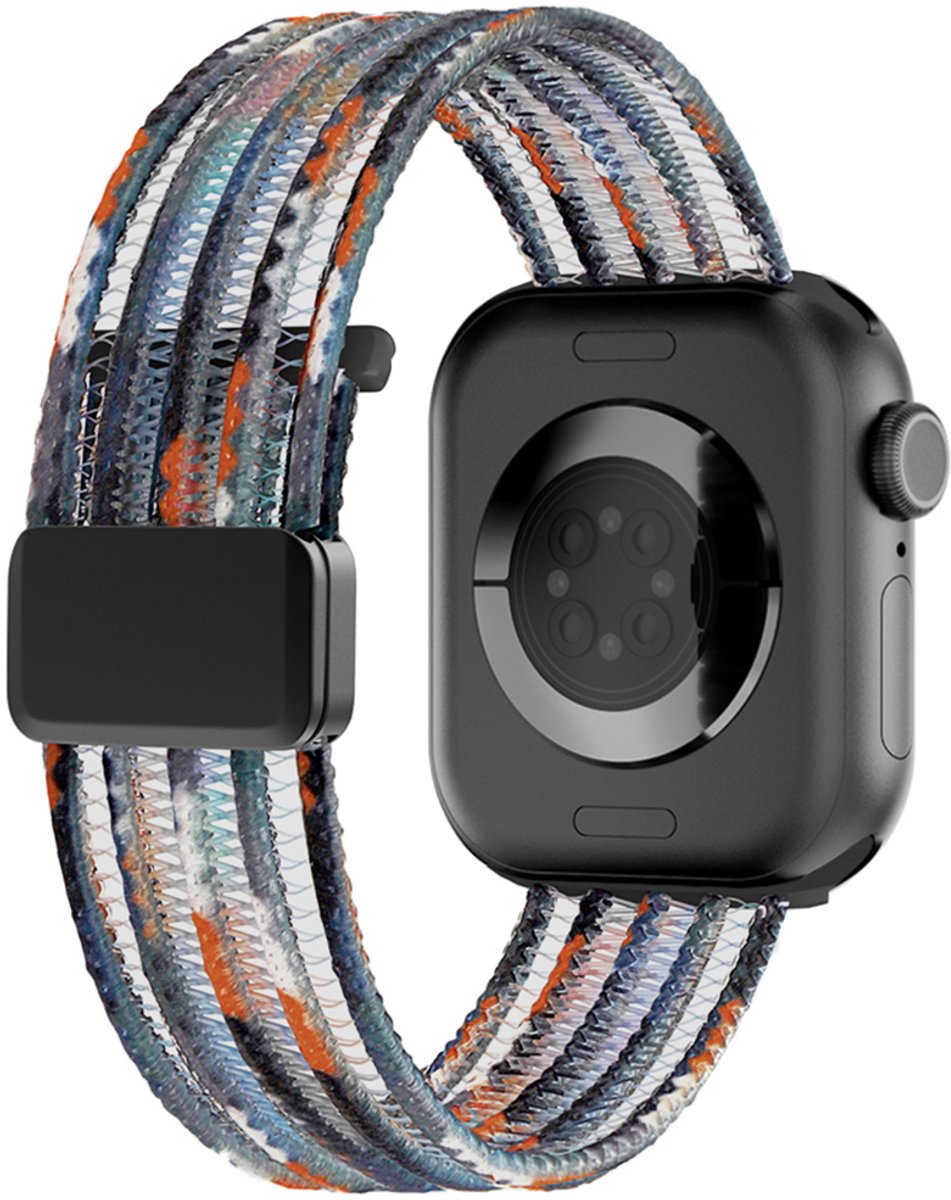Stravo Nylon Mesh Bandje met Magnetische Sluiting – Geschikt voor Apple Watch 46mm (Series 10/11), 49mm (Ultra 1/2/3), 45mm (Series 7/8/9), 44mm (Series 4/5/6, SE 1/2/3) – Lichtgewicht & Ademend Horlogebandje – Camouflage