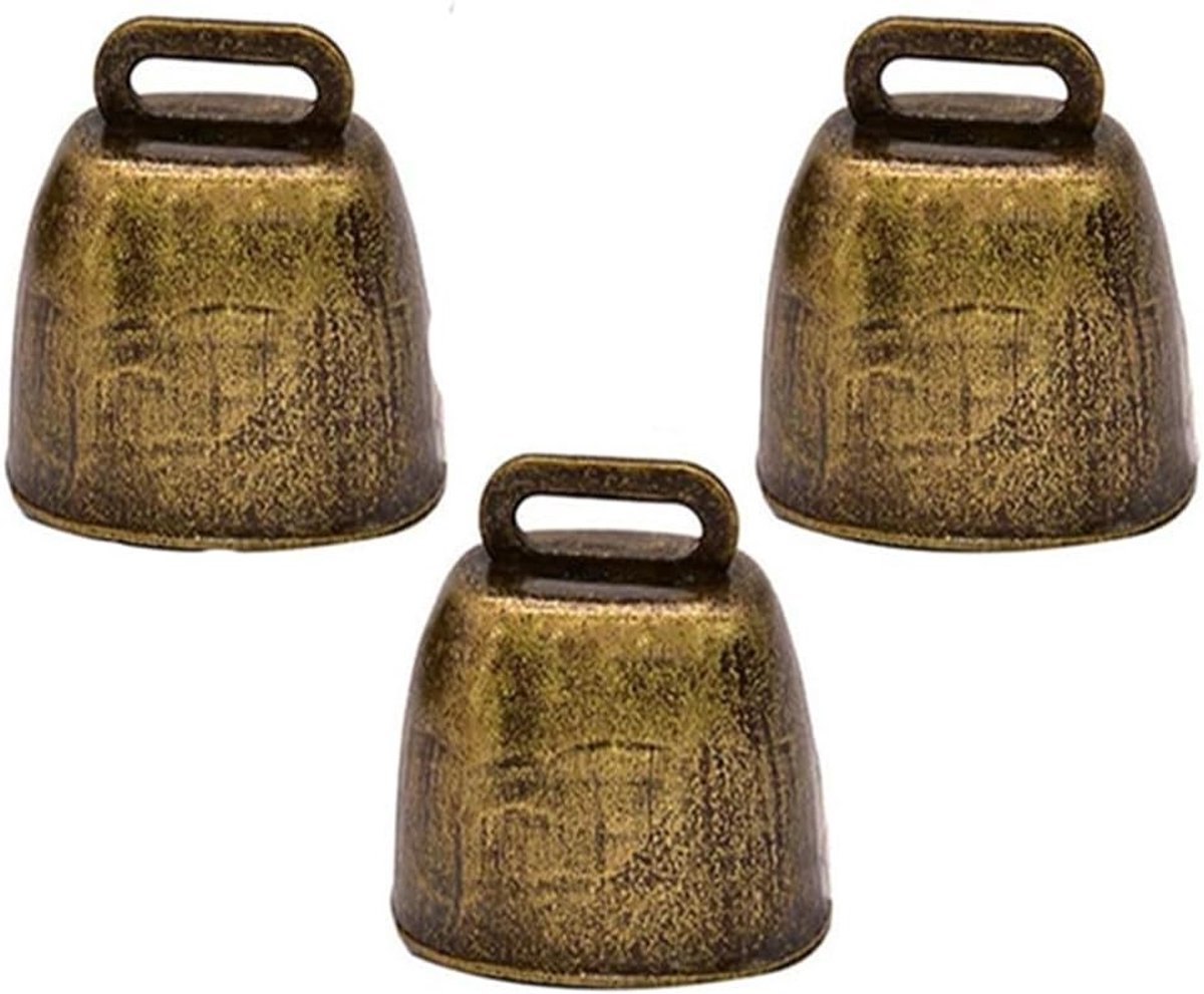 Set van 3 Koper Kluizen, Antiverlies Klok, Antieke Metalen Klokken voor Huisdieren, Diefstalpreventie en Decoratie