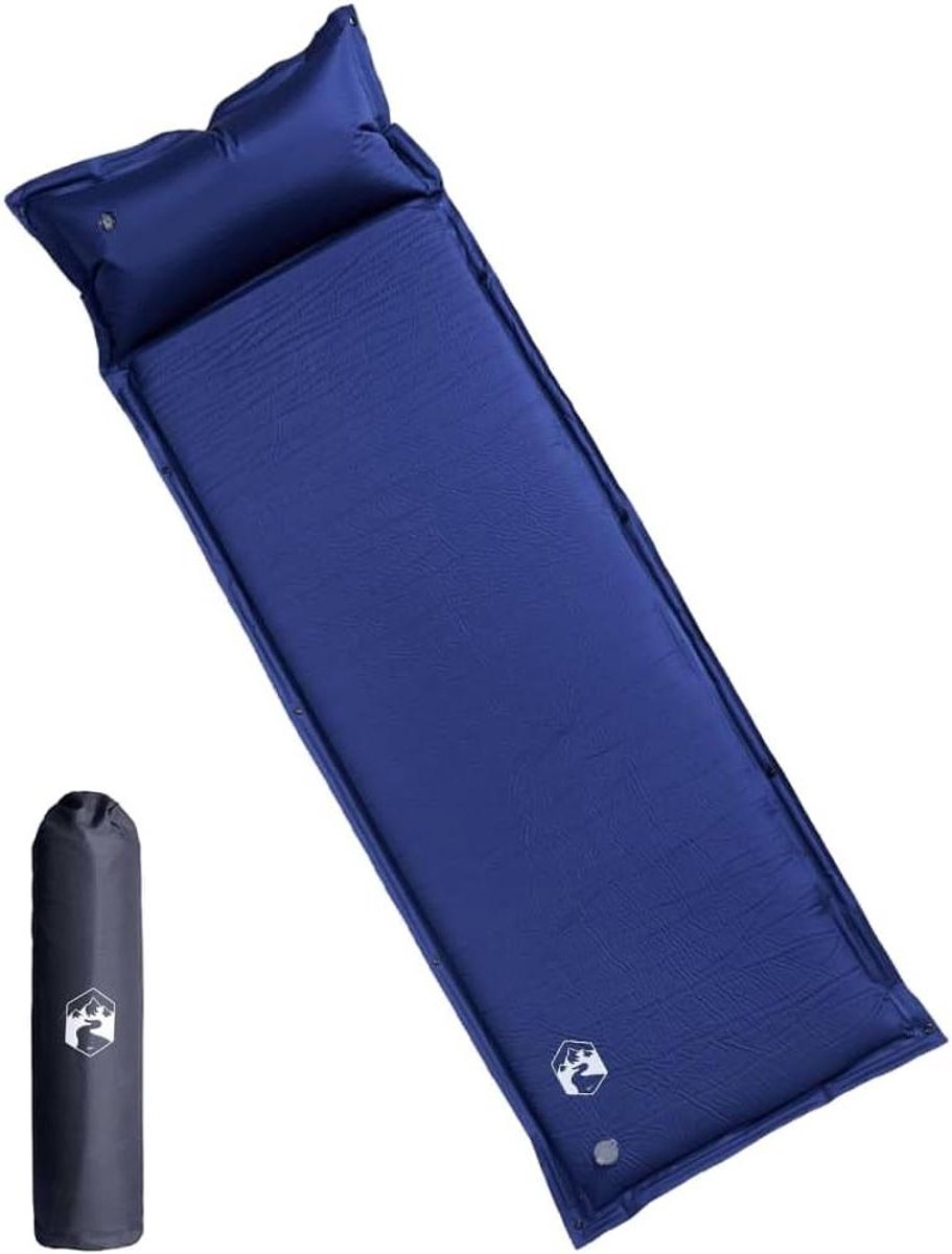 Camping Matras - Slaapmat Luchtbed - Kamperen en Buiten - Zelfopblazend met Kussen - 190 x 64 cm - Navy Blauw