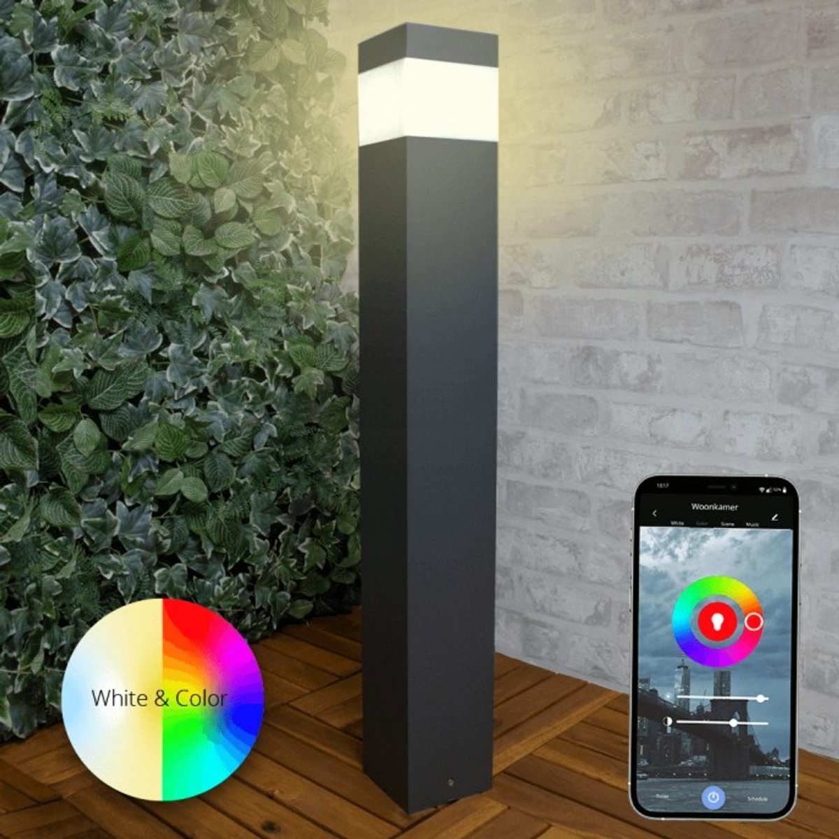 Moderne staande tuinlamp voor buiten - E27 Milight slimme verlichting led lamp - Smart lamp - Slimme verlichting - Zwart