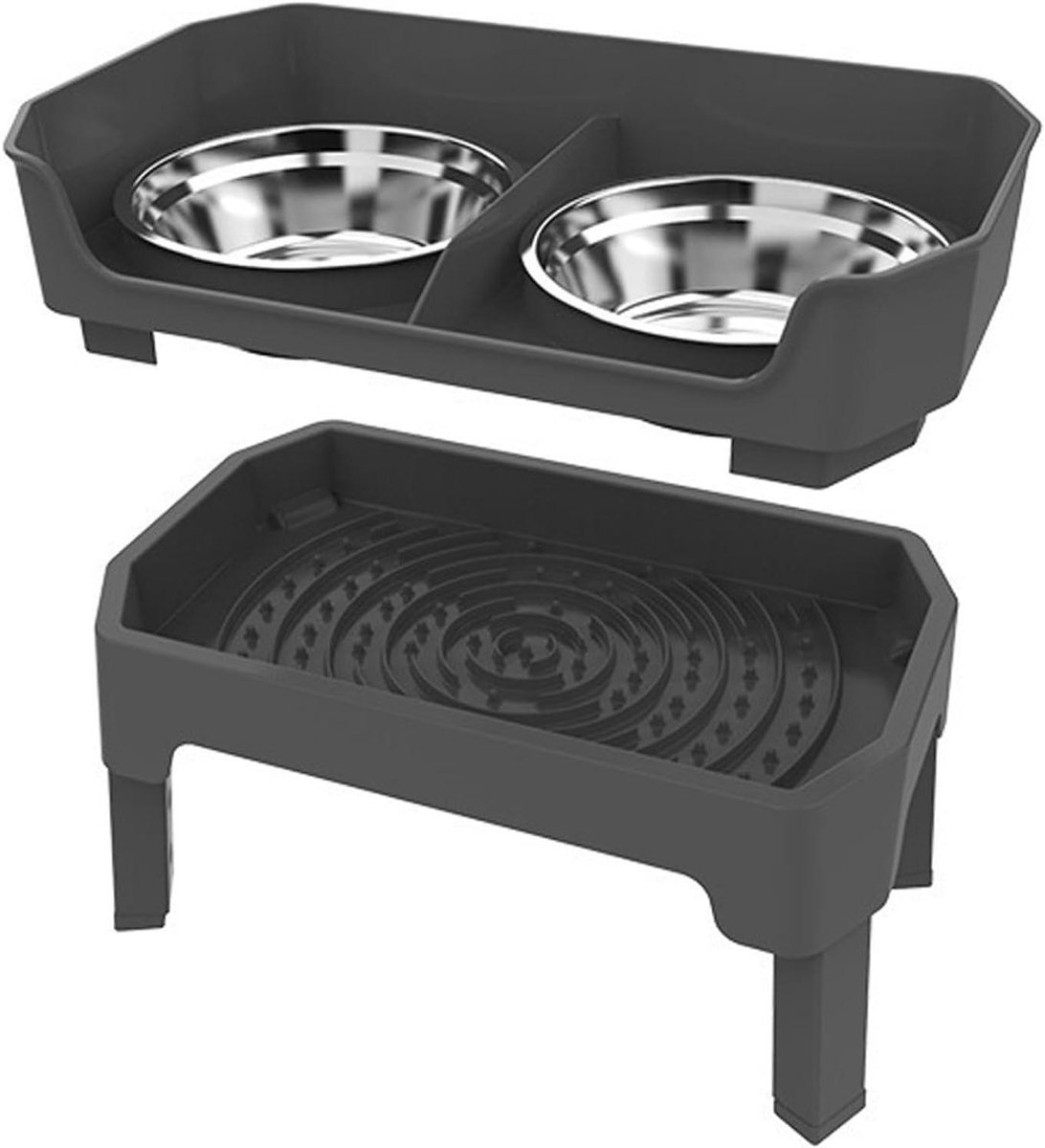 Verhoogde hondenbak - Hondenvoerbak standaard - Comfortabel eten - Vier hoogtes verstelbaar - 44.5L x 27W x 16.5H cm