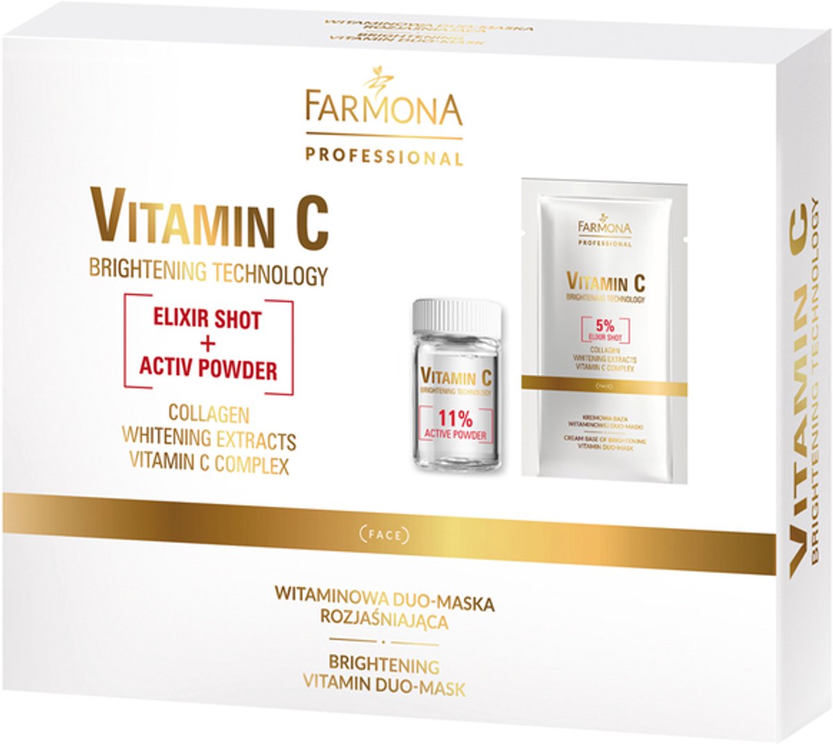 Farmona vitamine c duo masker - gezichtsmasker - met collageen, 70 g