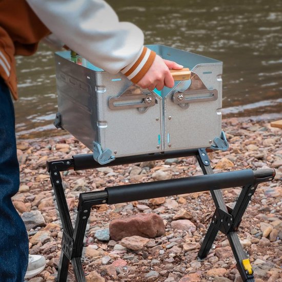 Koelboxrek voor op de camping - Opvouwbaar frame voor koelboxen - Rek voor ijsemmers op de camping - Rek voor kampeerkoffers - Multifunctioneel en verstelbaar - Hoog draagvermogen - Geschikt voor kampeertrips - Zwart van Merkloos — afbeelding 3