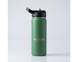 Hydratio Essence Thermosfles 500 ML Groen – Drinkfles 0,5 Liter RVS Dubbelwandig – Waterfles Lekvrij & BPA-Vrij – Isoleerfles 24 Uur Koud 12 Uur Warm – Thermosbeker Travel Mug Koffie Thee – Sport School Werk Cadeau – Emerald Green