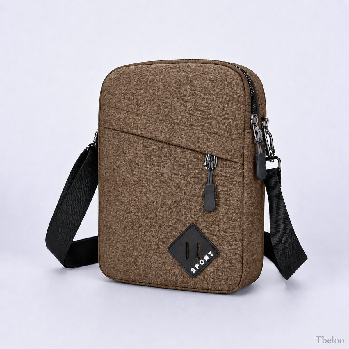 Tbeloo Schoudertas voor heren, waterdicht, crossbody tas met verstelbare riem, meerdere zakken - Bruin, 16.5 x 7 x 22 cm