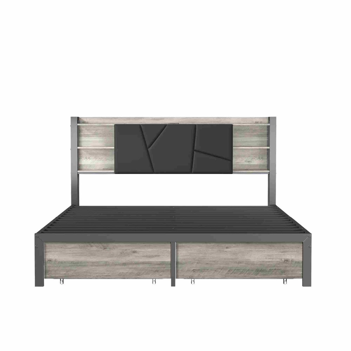 Happiq Gestoffeerd Bed 160 X 200 Cm Zwart - met PU-leer - voor Slaapkamer