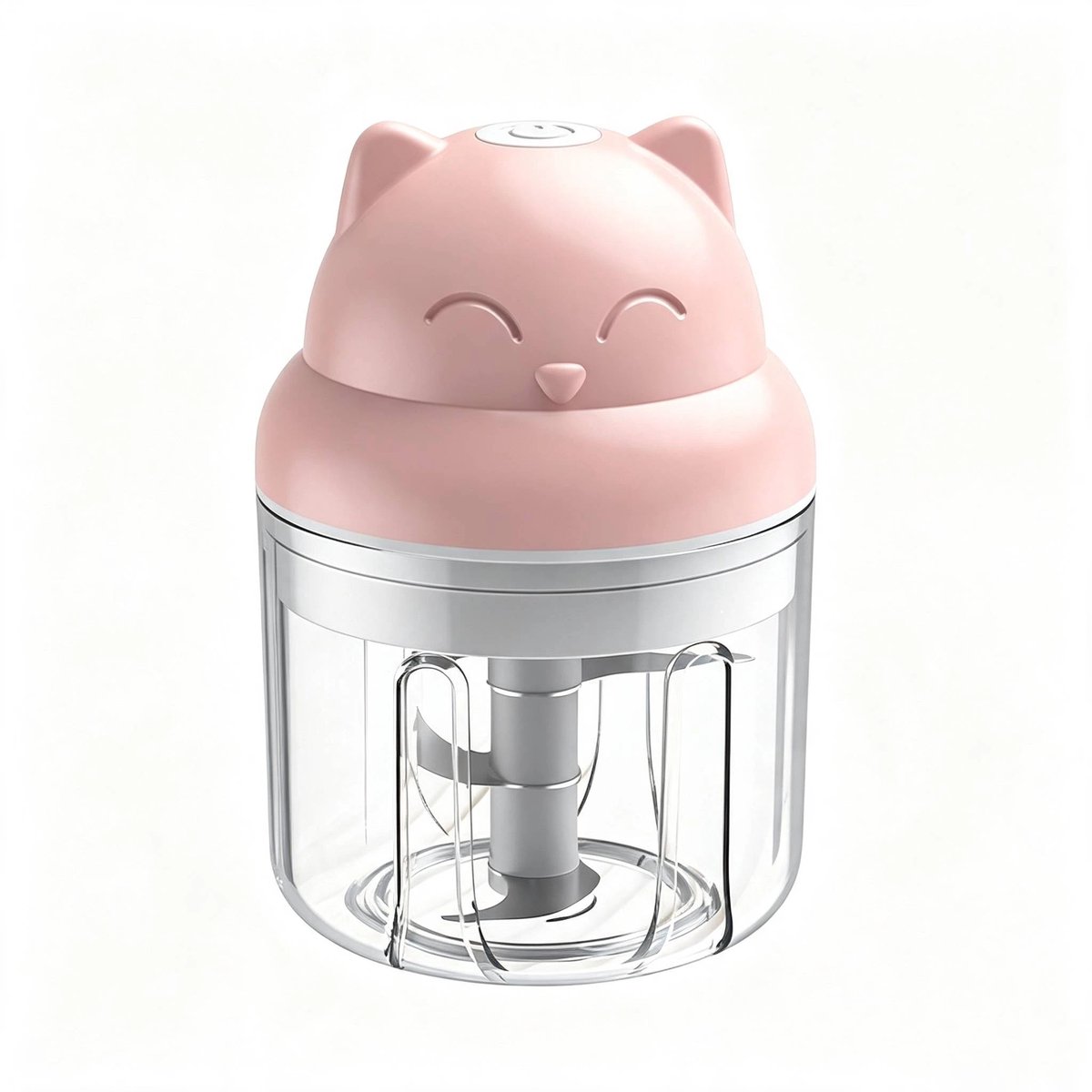 Roze 23W elektrische voedselhakmachine met schattig kattenontwerp USB-oplaadbare mini voedselprocessor van 250 ml uitgerust met stalen messen geschikt voor knoflook peper kruiden en andere ingrediënten veilig voor kinderen