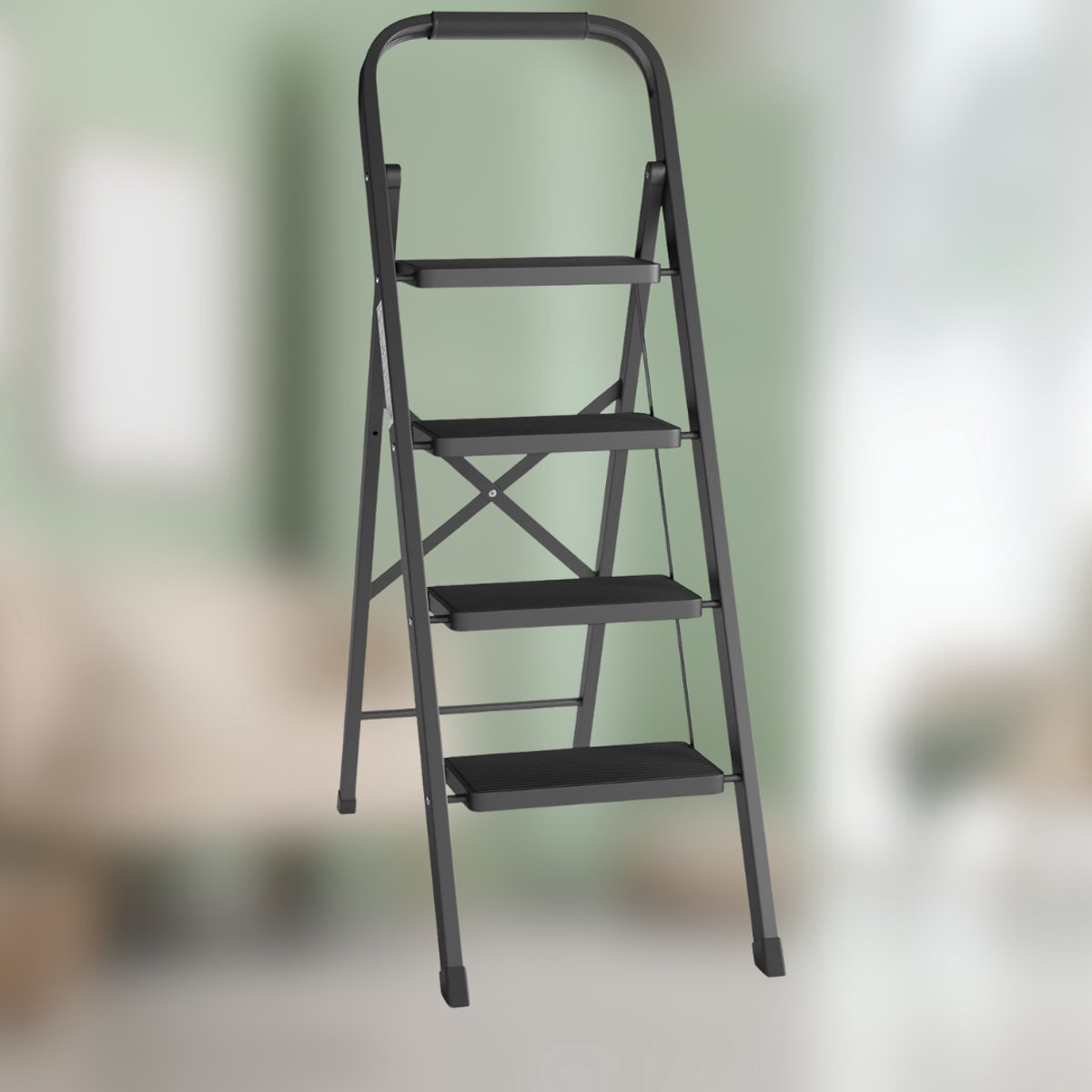 Zavio® Huishoudtrap 4 Treden - Keukentrap - Inklapbaar - Antislip - Extra Stevig - Veiligheid