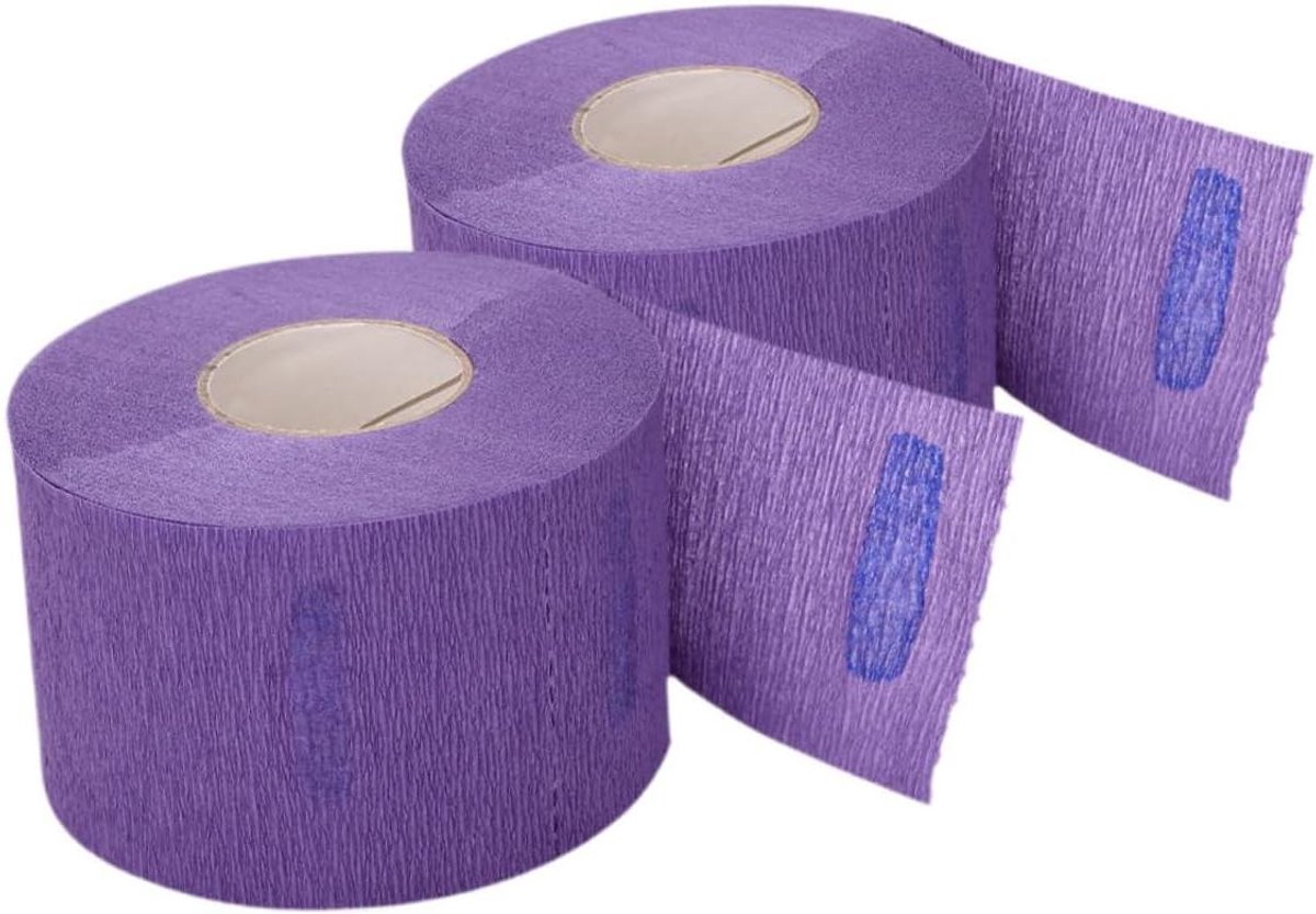 Nekpapier Rollen - Nekstrips Kapper - Bescherming Kleding - Rekbaar Crêpepapier - 2 Rollen - Paars