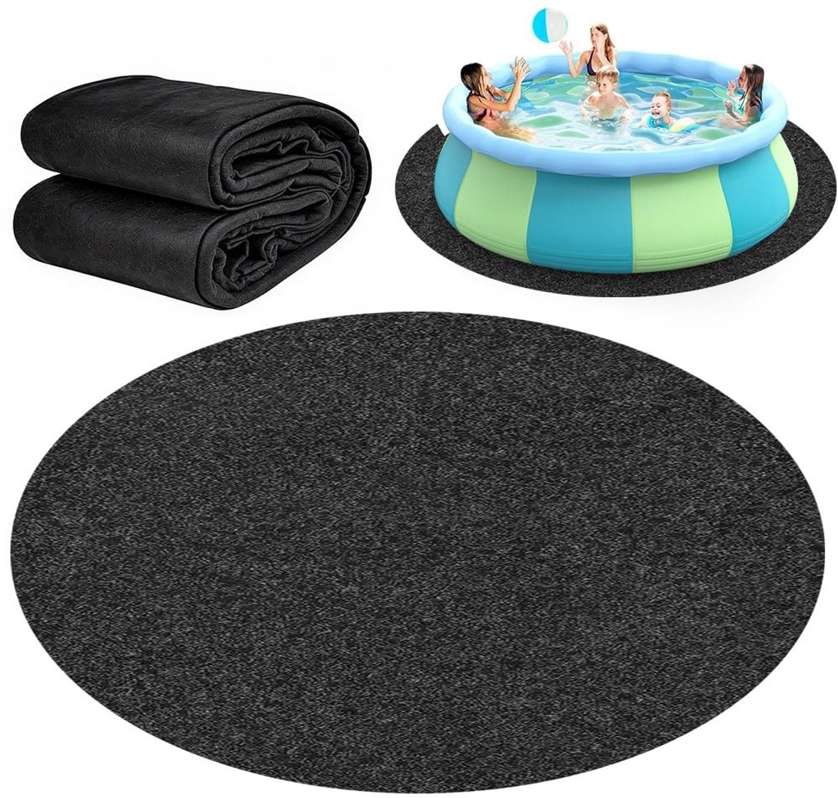 Omgoods - Rond Zwembadgrondzeil, Antislip, 370 cm, Ideaal voor Buitengebruik