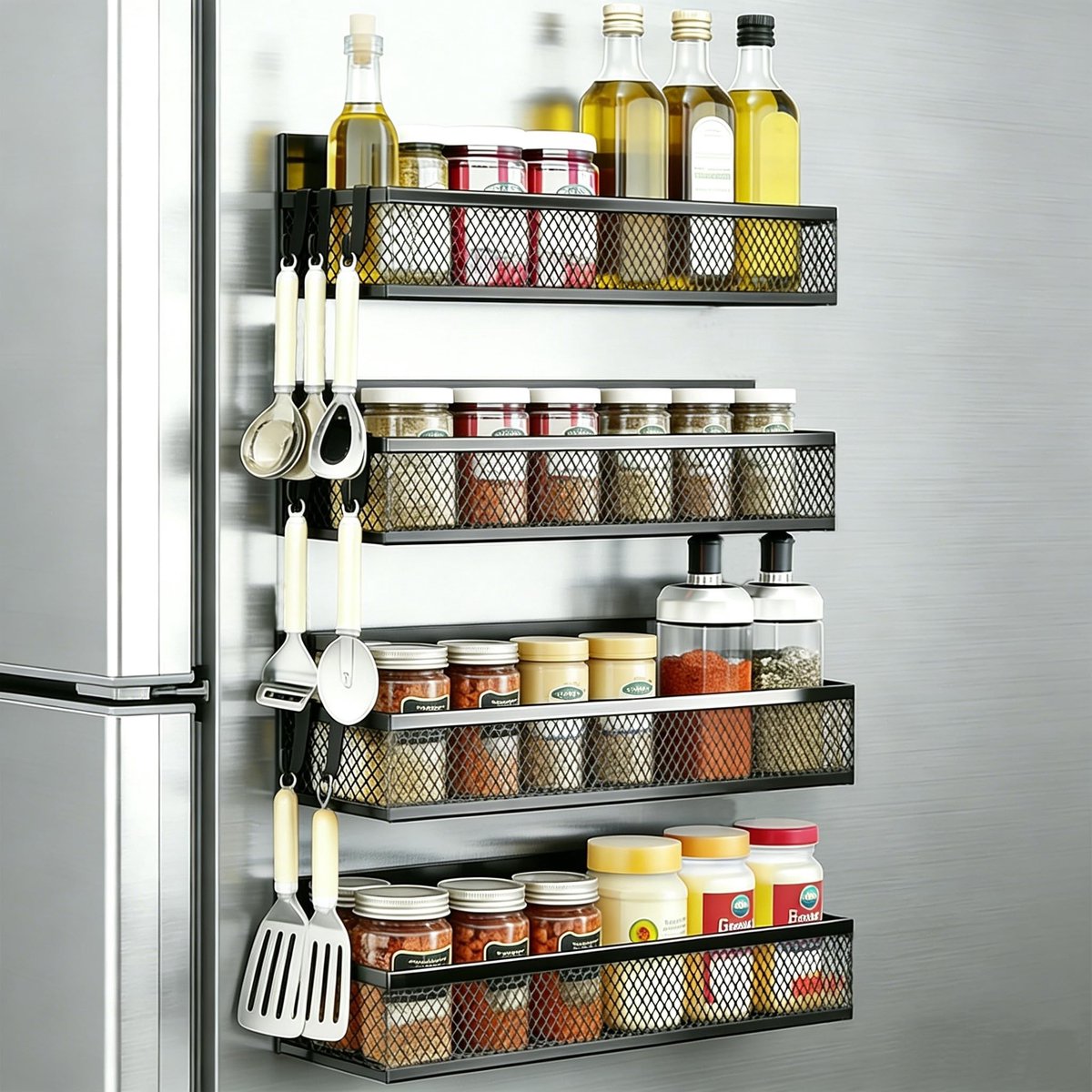 Omgoods - Magnetisch Kruidenrek Set van 4 - Sterke Keuken Organizer zonder Boren