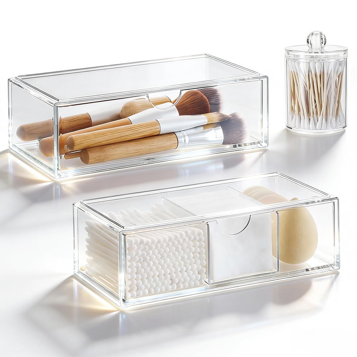 Omgoods - Set van 2 Cosmetic Makeup Organizers - Transparante Opbergdozen