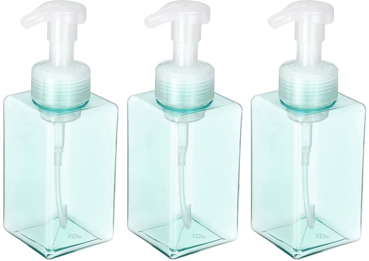 Omgoods - Set van 3 Navulbare Schuimpompflessen van 450 ml, Helder Blauw