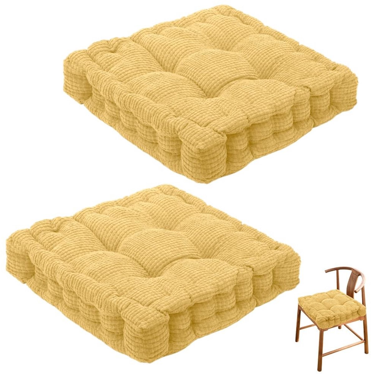 Omgoods - Set van 2 Dikke Stoelkussens 40 x 40 cm voor Binnen en Buiten