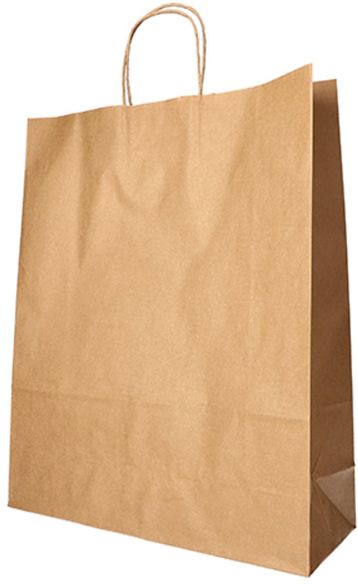 10x 25 Draagtassen papier 40 cm x 32 cm x 12 cm bruin met gedraaid handvat
