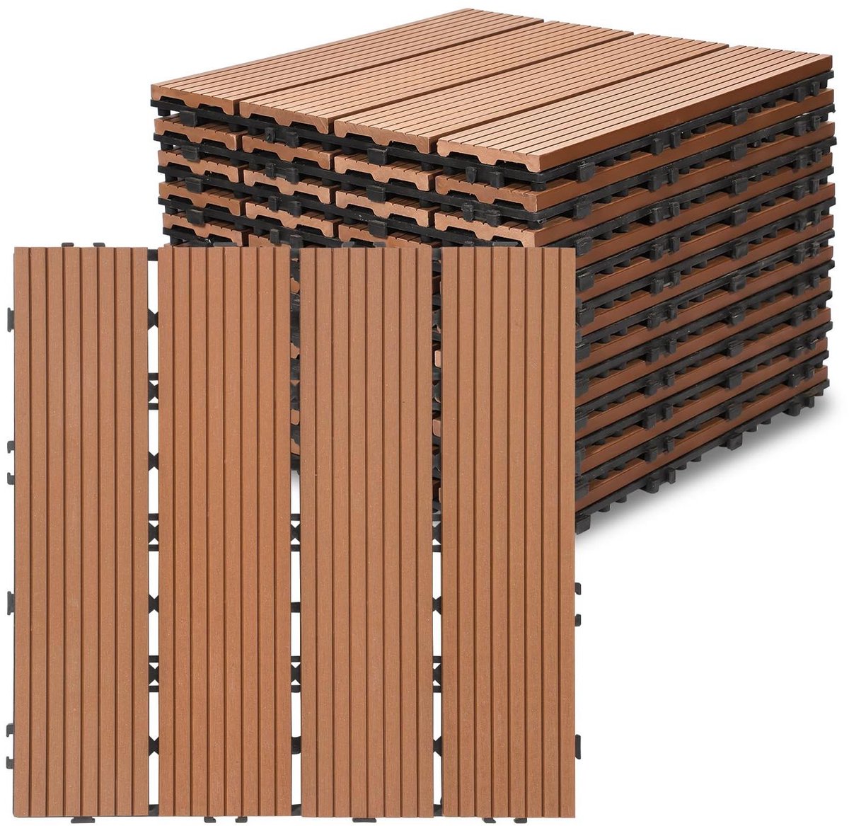 WPC Terrastegels - Composiet Tegels Balkon - Terras Aanleggen - Praktisch Kliksysteem - 30 x 30 cm - Bruin