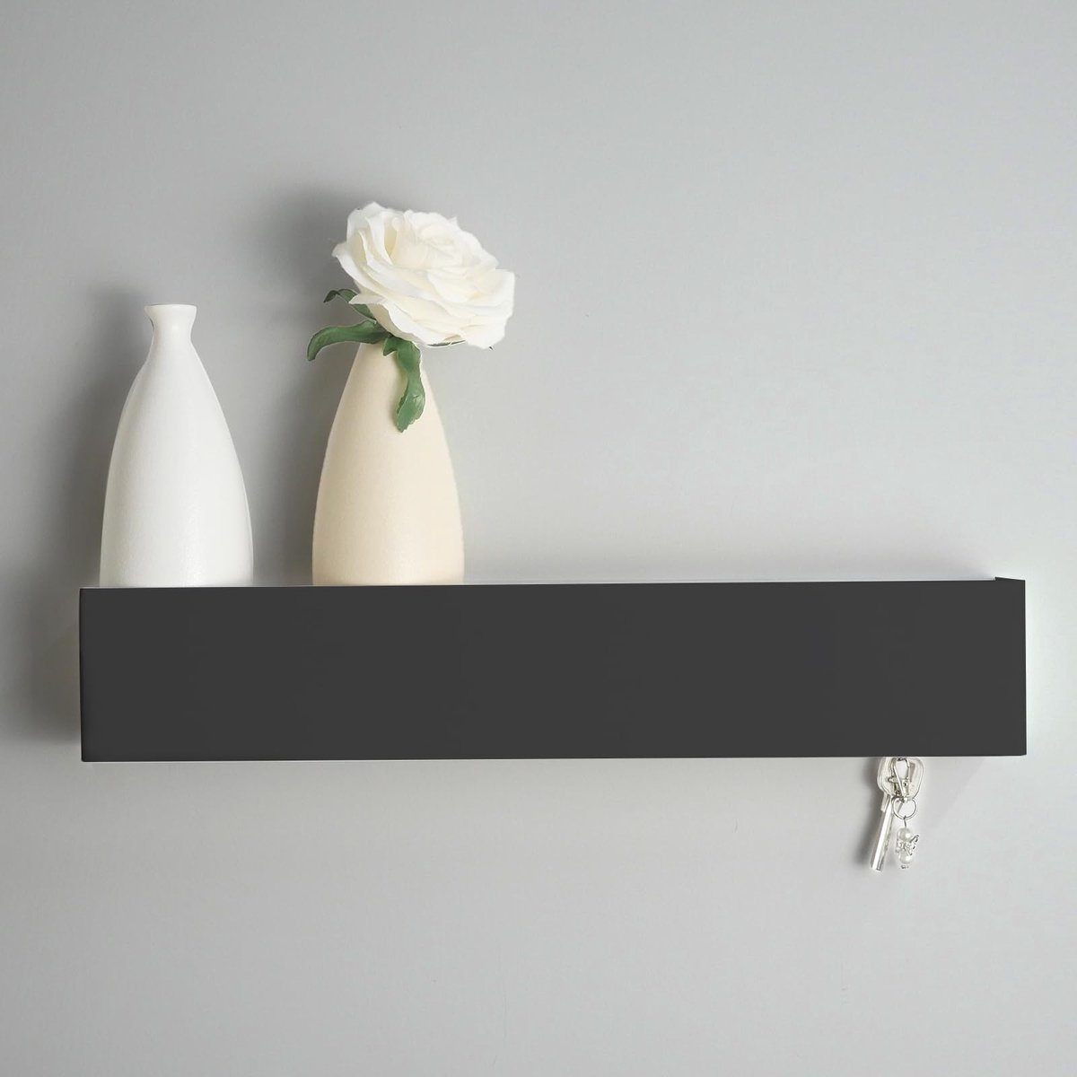Omgoods - Sleutelkast 43,5 cm met Metalen Plank en Haken in Zwart