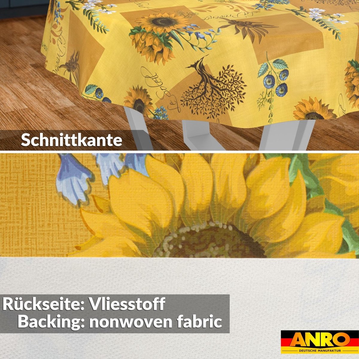 Omgoods - Wasbaar Oliekleed Tafelkleed Rond 140 cm met Zonnebloem Motief