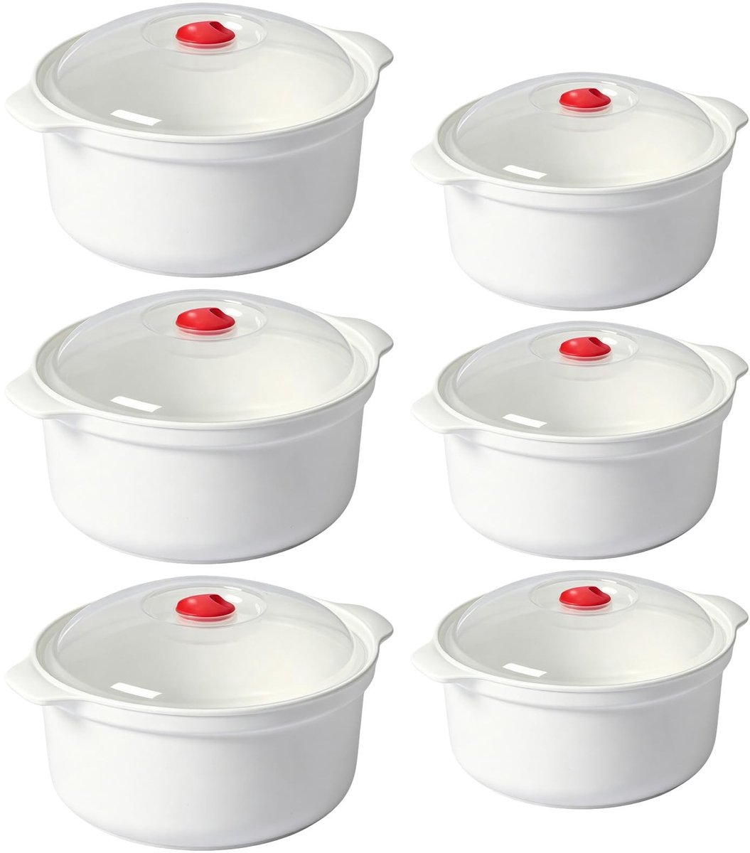 Omgoods - 6-delige Magnetron Servies Set met Deksel en Stoomklep
