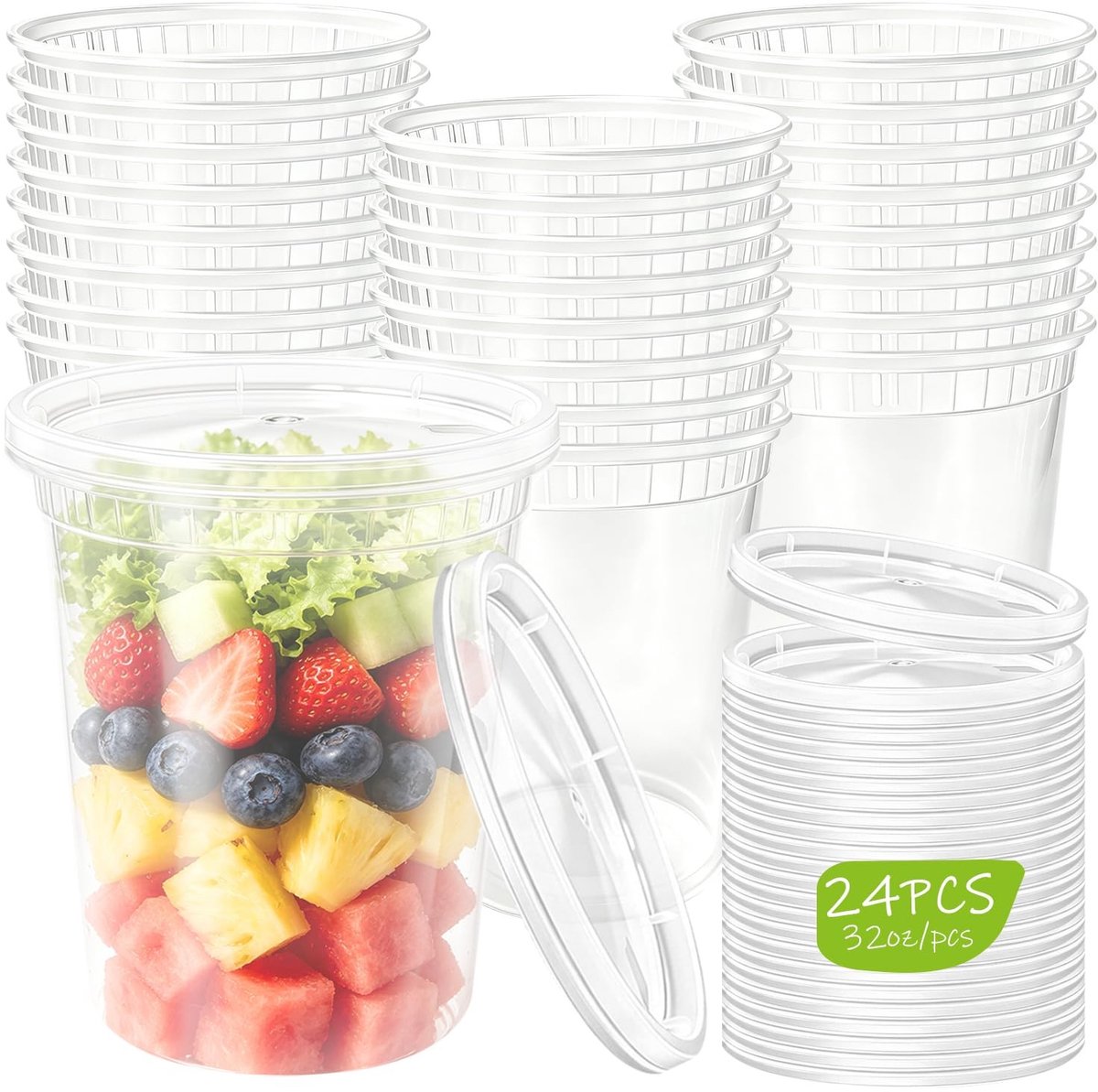 Omgoods - 48 Stuks BPA-vrije Plastic Voedselopbergdozen met Deksel