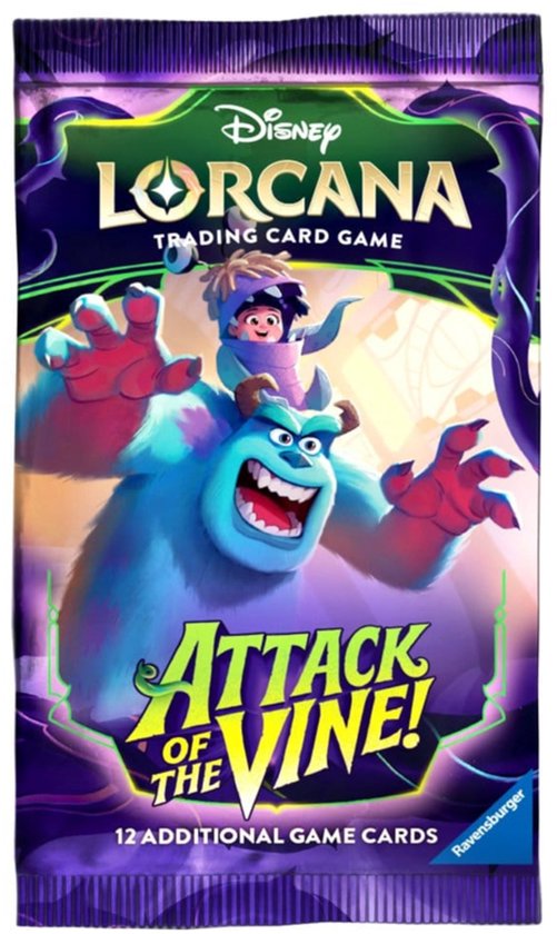 Disney Lorcana Trading Card Game "Attack of the Vine!" booster pack met Sulley en Boo.